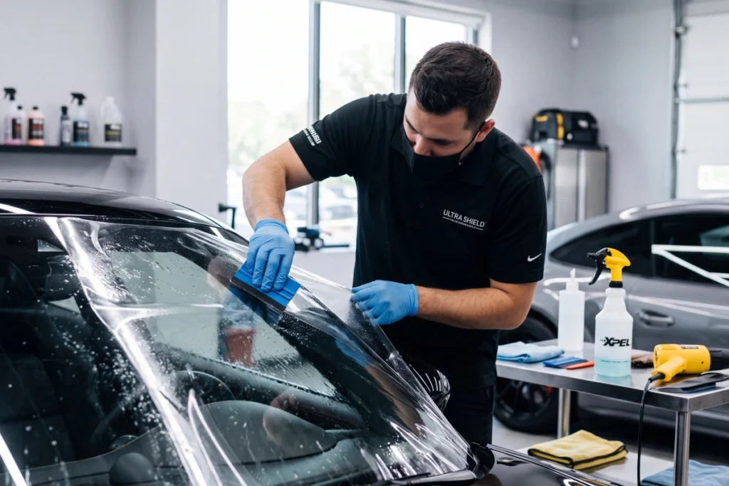 Ultra Shield windshield film installation